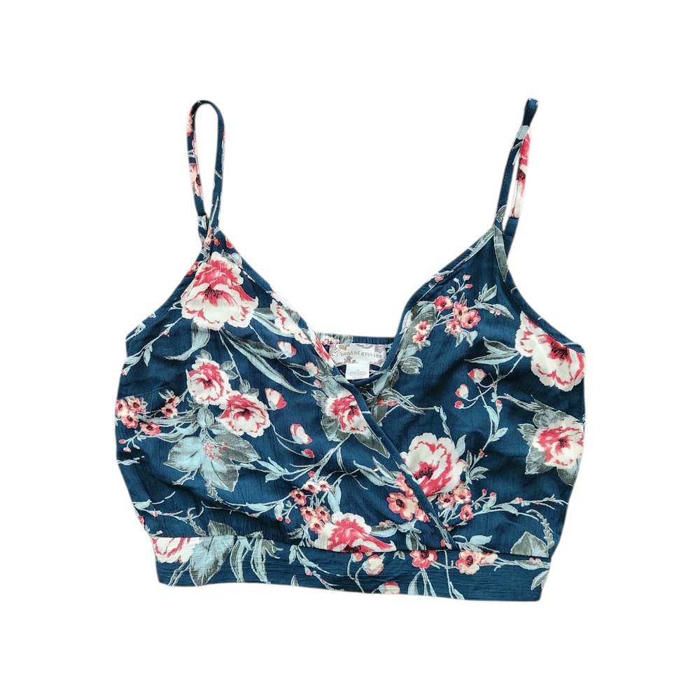 NWT Band of Gypsies Floral Surplice Crop‎ Top Floral Boho Wrap Size: M Romantic